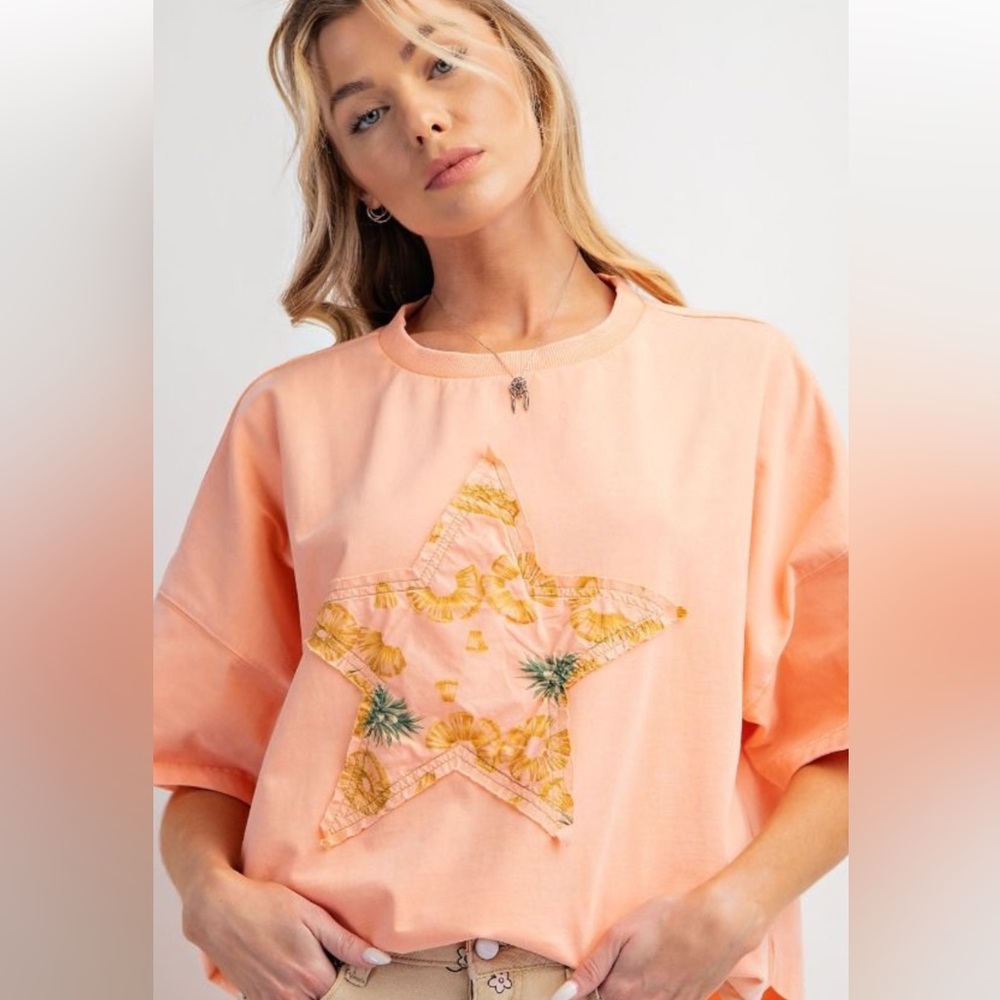 EASEL Peach Star Plus Size Mineral Washed NWT - Picture 4 of 5